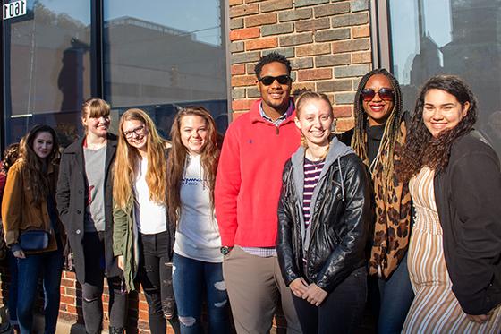 Photo of a group of Chatham University students outside